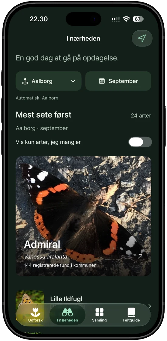 Arter fundet i nærheden