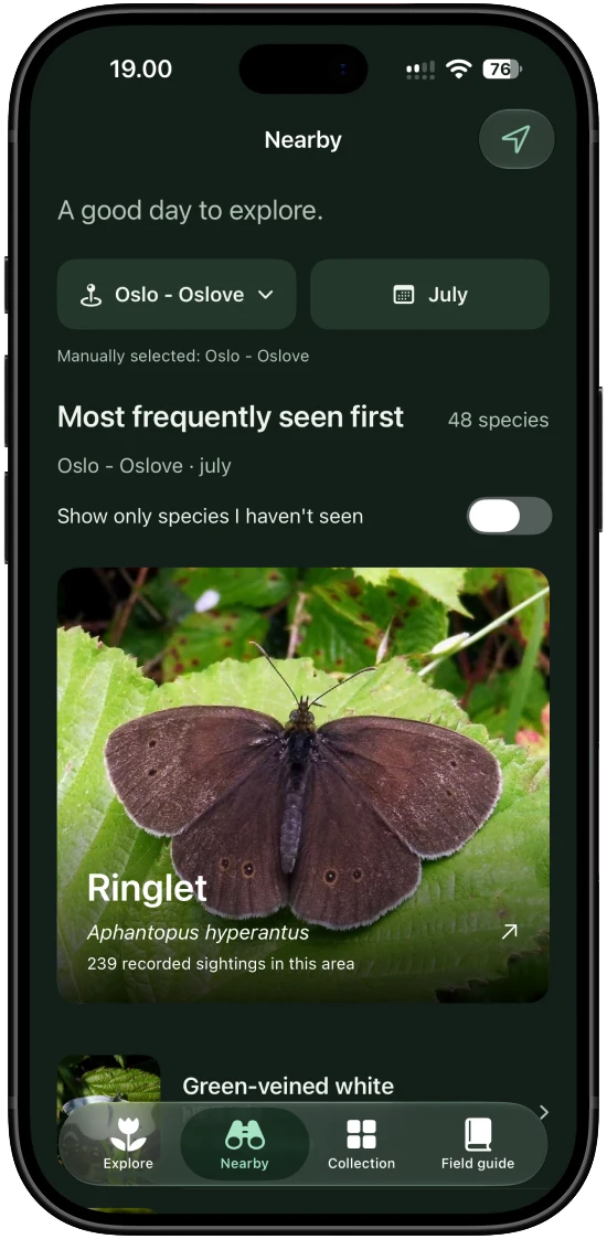 Species recorded nearby