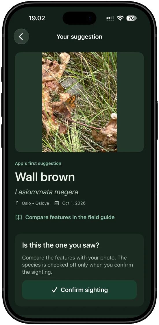 An identification result